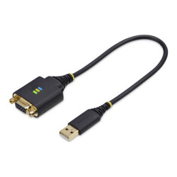 StarTech.com 1ft 30cm USB to Null Modem Serial Adapter Cable, FTDI, RS232 - USB sériový kabel - USB (M) do DB-9 (F) šroubovací - 30 cm - drsný, lisovaný - cerná