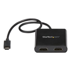 StarTech.com 2-Port Multi Monitor Adapter, USB-C to 2x HDMI Video Splitter, USB Type-C DP Alt Mode to HDMI MST Hub, Dual 4K 30Hz or 1080p 60Hz, Compatible with Thunderbolt 3, Windows Only - Multi Stream Transport (MSTCDP122HD) - Kabel adaptéru - 24 pin USB-C s piny (male) do HDMI se zdírkami (female) - 44 m - cerná - podpora 4K30Hz (3840 x 2160), 2560 x 1600 (WQXGA) support 60Hz - pro P N: TB33A1C