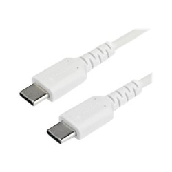 StarTech.com 1m USB C Charging Cable, Durable Fast Charge & Sync USB 2.0 Type C to USB C Laptop Charger Cord, TPE Jacket Aramid Fiber M M 60W White, Samsung S10, S20 iPad Pro MS Surface - Heavy Duty and Rugged - USB kabel - 24 pin USB-C (M) rovné do 24 pin USB-C (M) rovné - Thunderbolt 3 USB 2.0 - 1 m - bílá