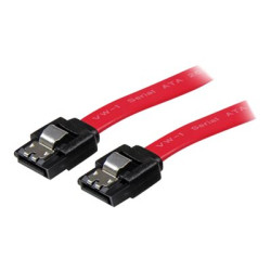 StarTech.com 18in Latching SATA Cable - SATA cable - Serial ATA 150 300 600 - SATA (R) to SATA (R) - 1.5 ft - latched - red - LSATA18 - Kabel SATA - Serial ATA 150 300 600 - SATA (R) do SATA (R) - 46 cm - opatrený západkou - cervená - pro P N: 10P6G-PCIE-SATA-CARD, 2P6G-PCIE-SATA-CARD, 4P6G-PCIE-SATA-CARD, 6P6G-PCIE-SATA-CARD
