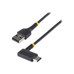 StarTech.com 1ft (30cm) USB A to C Charging Cable Right Angle, Heavy Duty Fast Charge USB-C Cable, USB 2.0 A to Type-C, Durable and Rugged Aramid Fiber, 3A, S20 iPad Pixel - High Quality USB Charging Cord (R2ACR-30C-USB-CABLE) - USB kabel - USB (M) rovné do 24 pin USB-C (M) pravoúhlý - Thunderbolt 3 USB 2.0 - 3 A - 30 cm - cerná