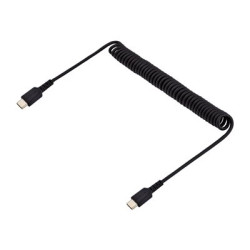 StarTech.com 3ft (1m) USB C Charging Cable, Coiled Heavy Duty Fast Charge & Sync USB-C Cable, High Quality USB 2.0 Type-C Cable, Rugged Aramid Fiber, TPE, 3A, S20, iPad, Pixel - Durable Male to Male USB, Black - USB kabel - 24 pin USB-C (M) do 24 pin USB-C (M) - USB 2.0 - 3 A - 1 m - svinutý - cerná