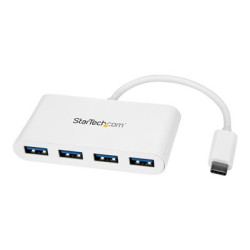 StarTech.com 4 Port USB C Hub with 4x USB-A Ports (USB 3.0 SuperSpeed 5Gbps), USB Bus Powered, Portable Laptop USB-C to USB-A Adapter Hub, USB 3.1 Gen 1 USB 3.2 Gen 1 Type-C Hub, White - Windows macOS Linux (HB30C4ABW) - Rozbocovac - 4 x SuperSpeed USB 3.0 - desktop