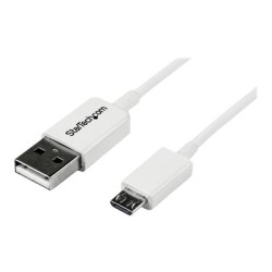 StarTech.com 3.3 ft. (1 m) USB to Micro USB Cable - USB 2.0 A to Micro B - White - Micro USB Cable (USBPAUB1MW) - Kabel USB - Micro USB typ B (M) do USB (M) - USB 2.0 - 1 m - lisovaný - bílá - pro P N: USBEXTPAA1MW, USBEXTPAA2MW, USBEXTPAA3MW, USBPAUB2MW, USBPAUB50CMW