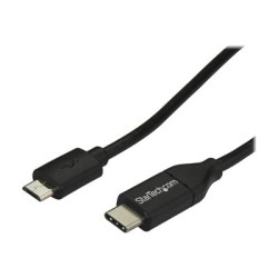 StarTech.com USB C to Micro USB Cable 2m 6ft - USB-C to Micro USB Charge Cable - USB 2.0 Type C to Micro B - Thunderbolt 3 Compatible (USB2CUB2M) - USB kabel - 24 pin USB-C (M) do Micro USB typ B (M) - USB 2.0 - 2 m - cerná