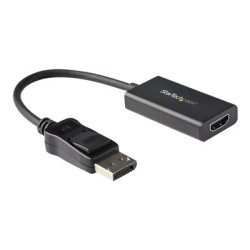 StarTech.com DisplayPort to HDMI Adapter, 4K 60Hz HDR10 Active DisplayPort 1.4 to HDMI 2.0b Video Converter, 4K DP to HDMI Adapter Dongle for Monitor Display TV, Latching DP Connector - Ultra HD, EMI Shielding (DP2HD4K60H) - Video adaptér - DisplayPort s piny (male) s jazýckem do HDMI se zdírkami (female) - 25.16 cm - odstínený - cerná - podporuje 4K - pro P N: ST121HD20FXA, SV231DHU34K6, SV231HU34K6, SV431HU34K6