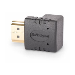 StarTech.com Down Angle HDMI 2.0 Adapter, 90-Degree HDMI Port Saver, M F - High Speed - HDMI adaptér - HDMI s piny (male) do HDMI se zdírkami (female) zahnutý nahoru - cerná - podpora 4K60Hz, dvousmerný, pasivní