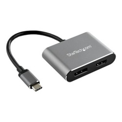 StarTech.com USB C Multiport Video Adapter, 4K 60Hz USB-C to HDMI 2.0 or DisplayPort 1.2 Monitor Adapter, USB Type-C 2-in-1 Display Converter HDMI DP HBR2 HDR, Thunderbolt 3 Compatible - USB-C 2 in 1 Adapter (CDP2DPHD) - Video adaptér - 24 pin USB-C s piny (male) do HDMI, DisplayPort se zdírkami (female) - 20.5 cm - šedá space gray - podporuje 4K, aktivní
