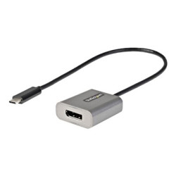 StarTech.com USB C to DisplayPort Adapter, 8K 4K 60Hz USB-C to DisplayPort 1.4 Adapter Dongle, USB Type-C to DP Monitor Video Converter, Thunderbolt 3 Compatible, w 12" Long Attached Cable - HBR3, DSC, DP Alt Mode (CDP2DPEC) - Video adaptér - 24 pin USB-C (M) do DisplayPort (F) - Thunderbolt 3 DisplayPort 1.4 - 30 cm - podpora 8K60Hz, podpora 4K60Hz - šedá