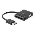 StarTech.com DisplayPort to HDMI VGA Adapter, DisplayPort 1.2 HBR2 to HDMI 2.0 (4K 60Hz) or VGA 1080p Converter Dongle, DP to HDMI or VGA Monitor Adapter, Digital Video Display Adapter - Multiport Video Dongle (DP2VGAHD20) - Video adaptér - DisplayPort s piny (male) do HD-15 (VGA), HDMI se zdírkami (female) - 23.2 cm - cerná - podporuje 4K