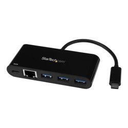 StarTech.com USB C to Ethernet Adapter - 3 Port - with Power Delivery (USB PD) - Power Pass Through Charging - USB C Adapter (US1GC303APD) - Sítový adaptér - USB-C - Gigabit Ethernet - cerná