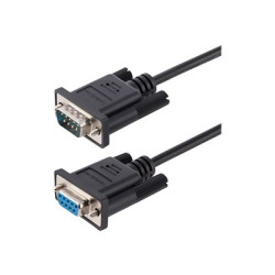 StarTech.com 3m RS232 Serial Null Modem Cable, Crossover Serial Cable w Al-Mylar Shielding, DB9 Serial COM Port Cable Female to Male, Compatible w DTE Devices - Tool-Less Design w Thumbscrews, Black, F M (9FMNM-3M-RS232-CABLE) - Null modem kabel - DB-9 (F) do DB-9 (M) - 3 m - prechod, krídlové šrouby, lisovaný - cerná
