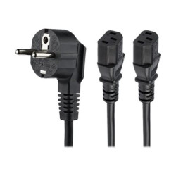 StarTech.com 2m (6ft) Computer Power Cord, 18AWG, EU Schuko to 2x C13 Power Cord, 10A 250V, Black Replacement AC Cord, TV Monitor Power Cable, Schuko CEE 7 7 to IEC 60320 2x C13 Power Cord - PC Power Supply Cable - Elektrický kabel - power CEE 7 7 (M) do power IEC 60320 C13 - AC 250 V - 10 A - 2 m - cerná