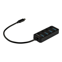 StarTech.com 4 Port USB C Hub, USB-C to 4x USB 3.0 Type-A Ports with Individual On Off Port Switches, SuperSpeed 5Gbps USB 3.1 3.2 Gen 1, USB Bus Powered, Portable, 10" Attached Cable - Windows macOS Linux (HB30C4AIB) - Rozbocovac - 4 x USB 3.1 Gen 1 - desktop