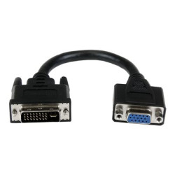StarTech.com 8in DVI to VGA Cable Adapter - DVI-I Male to VGA Female Dongle Adapter (DVIVGAMF8IN) - Adaptér VGA) - DVI-I (M) do HD-15 (VGA) (F) - 20 cm - krídlové šrouby - cerná