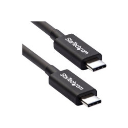 StarTech.com 50cm (1.6ft) Thunderbolt 3 Cable, 40Gbps, 100W PD, 4K 5K Video, Thunderbolt-Certified, Compatible w TB4 USB 3.2 DisplayPort - Kabel Thunderbolt - 24 pin USB-C (M) do 24 pin USB-C (M) - Thunderbolt 3 USB DisplayPort - 50 cm - cerná - pro P N: PEXUSB321C, TB33A1C, TB3DK2DHV, TB3DK2DHVUE, TB3DK2DPPDUE, TB3DKDPMAW, TB3DKDPMAWUE