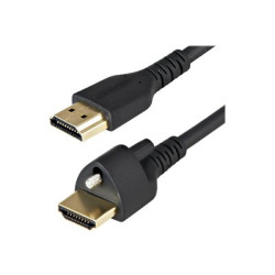 StarTech.com 2m (6ft) HDMI Cable with Locking Screw, 4K 60Hz HDR 10, High Speed HDMI 2.0 Monitor Cable with Locking Screw Connector for Secure Connection, HDMI Cable with Ethernet, M M - Adjustable M3.0 Screw (HDMM2MLS) - Prémiove vysoká rychlost - kabel HDMI s ethernetem - HDMI s piny (male) do HDMI s piny (male) zamykací - 2 m - cerná - podpora 4K60 Hz (3840 x 2160)