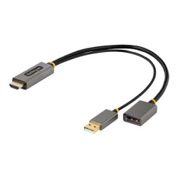 StarTech.com 1ft (30cm) HDMI to DisplayPort Adapter, Active 4K 60Hz HDMI Source to DP Monitor Adapter Cable, USB Bus Powered, HDMI 2.0 to DisplayPort Converter for Laptops PC - Supports HDR and Ultrawide Displays (128-HDMI-DISPLAYPORT) - Kabel adaptéru - HDMI, USB (pouze napájení) s piny (male) do DisplayPort se zdírkami (female) - 30 cm - šedá, cerná - podpora 4K60 Hz (3840 x 2160), aktivní, jednosmerný