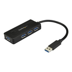 StarTech.com 4 Port USB 3.0 Hub SuperSpeed 5Gbps with Fast Charge Portable USB 3.1 USB 3.2 Gen 1 Type-A Laptop Desktop Hub, USB Bus Power or Self Powered for High Performance, Mini Compact - 15W of Shared Power (ST4300MINI) - Rozbocovac - 4 x SuperSpeed USB 3.0 - desktop - pro P N: USB312SAT3CB, USB315CB2M, USBLT1MWS, USBLT2MBR, USBLT30CMW, USBLTM1MBK, USBLTM1MWH