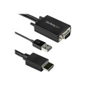 StarTech.com 2m VGA to HDMI Converter Cable with USB Audio Support & Power, Analog to Digital Video Adapter Cable to connect a VGA PC to HDMI Display, 1080p Male to Male Monitor Cable - Supports Wide Displays (VGA2HDMM2M) - Kabel adaptéru - USB, HD-15 (VGA) s piny (male) do HDMI s piny (male) - 2 m - cerná - aktivní, podpora 1080p, USB napájení + audio