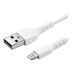 StarTech.com 3 ft(1m) Durable White USB-A to Lightning Cable, Heavy Duty Rugged Aramid Fiber USB Type A to Lightning Charger Sync Power Cord, Apple MFi Certified iPad iPhone 12 Pro Max - iPhone 7 8 11 11 Pro - Kabel Lightning - USB s piny (male) rovné do Lightning s piny (male) rovné - 1 m - dvojnásobne stínený - bílá