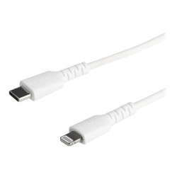 StarTech.com 6 ft(2m) Durable White USB-C to Lightning Cable, Heavy Duty Rugged Aramid Fiber USB Type A to Lightning Charger Sync Power Cord, Apple MFi Certified iPad iPhone 12 Pro Max - iPhone 7 8 11 11 Pro - Kabel Lightning - Lightning s piny (male) do 24 pin USB-C s piny (male) - 2 m - bílá