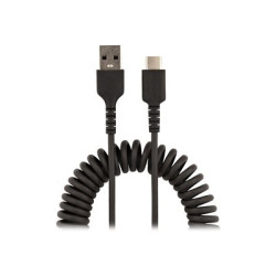 StarTech.com 20in (50cm) USB A to C Charging Cable, Coiled Heavy Duty Fast Charge & Sync USB-C Cable, High Quality USB 2.0 A to Type-C, Rugged Aramid Fiber, TPE, 3A, S20, iPad, Pixel - Durable Male to Male USB - USB kabel - USB (M) do 24 pin USB-C (M) - USB 2.0 - 3 A - 50 cm - svinutý - cerná
