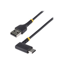 StarTech.com 6ft (2m) USB A to C Charging Cable Right Angle, Heavy Duty Fast Charge USB-C Cable, USB 2.0 A to Type-C, Durable and Rugged Aramid Fiber, 3A, S20 iPad Pixel - High Quality USB Charging Cord (R2ACR-2M-USB-CABLE) - USB kabel - USB (M) rovné do 24 pin USB-C (M) pravoúhlý - Thunderbolt 3 USB 2.0 - 3 A - 2 m - USB Power Delivery (60W) - cerná