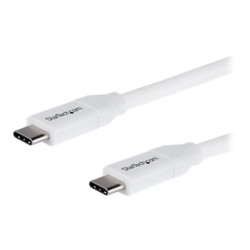 StarTech.com USB C to USB C Cable - 6 ft 2m - 5A PD - M M - White - USB 2.0 - USB-IF Certified - USB Type C Cable - USB C Charging Cable (USB2C5C2MW) - USB kabel - 24 pin USB-C (M) do 24 pin USB-C (M) - Thunderbolt 3 USB 2.0 - 5 A - 2 m - bílá