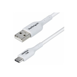 StarTech.com 2m (6.6ft) White USB-A to USB-C Charging Cable Cord, M M - USB kabel - USB (M) do 24 pin USB-C (M) - USB 2.0 - 3 A - 2 m - nabíjení a synchronizace, neobsahuje halogen, pasivní, USB Fast Charge (15W) - bílá