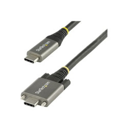 StarTech.com 20" 50cm Side Screw Locking USB C Cable 10Gbps, USB 3.1 3.2 Gen 2 Type-C Cable, 100W (5A) Power Delivery Charging, DP Alt Mode, Dual Screw Lock, USB-C to C Cord, Charge Sync - Thunderbolt 3 Compatible - USB kabel - 24 pin USB-C (M) prímý zamykací do 24 pin USB-C (M) rovné - USB 3.2 Gen 2 DisplayPort 1.4 Thunderbolt 3 - 50 cm - podporuje 4K - cerná, šedá