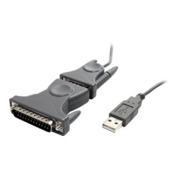 StarTech.com USB to Serial Adapter - 3 ft 1m - with DB9 to DB25 Pin Adapter - Prolific PL-2303 - USB to RS232 Adapter Cable (ICUSB232DB25) - Sériový adaptér - USB 2.0 - šedá