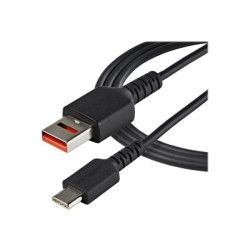 StarTech.com 3ft (1m) Secure Charging Cable, USB-A to USB-C Data Blocker Charge-Only Cable, No-Data Power-Only Charger Cable for Phone Tablet, Data Blocking USB Protector Adapter Cable - 5V at 2.4A (12W max) (USBSCHAC1M) - USB kabel - USB (pouze napájení) (M) do USB-C (pouze napájení) (M) - 5 V - 2.4 A - 100 cm - pasivní, lisovaný - cerná