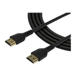 StarTech.com 1m Premium Certified HDMI 2.0 Cable with Ethernet, Durable High Speed UHD 4K 60Hz HDR 10, 3ft Rugged M M HDMI Cord with Aramid Fiber, TPE, Ultra HD Monitors, TVs & Displays - Heavy duty HDMI cable - Prémiove vysoká rychlost - kabel HDMI s ethernetem - HDMI s piny (male) do HDMI s piny (male) - 1 m - cerná - pro P N: TB3DKM2HDL