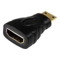 StarTech.com Mini HDMI to HDMI Adapter, 4K High Speed HDMI Adapter, 4K 30Hz Ultra HD High Speed HDMI Adapter, HDMI 1.4, Gold Plated Connectors, UHD Mini HDMI Adapter 4K, Black - Mini HDMI to HDMI Converter - HDMI adaptér - HDMI se zdírkami (female) do 19 pin mini HDMI Type C s piny (male) - cerná