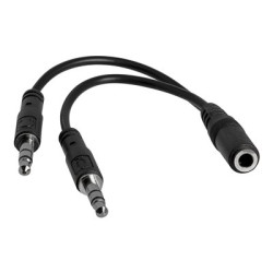 StarTech.com 3.5mm 4 Position to 2x 3 Position 3.5mm Headset Splitter Adapter - F M - 3.5mm headset Adapter Cable (MUYHSFMM) - Rozbocovac náhlavní soupravy - mini-phone stereo 3.5 mm s piny (male) do 4 pólový mini jack se zdírkami (female) - cerná - pro P N: MUHSMF2M, PEXSOUND7CH