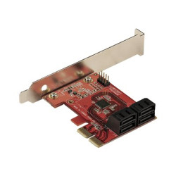 StarTech.com SATA PCIe Card, 4 Port PCIe SATA Expansion card, 6Gbps SATA Card, Low Full Profile, SATA Stacked Connectors, ASM1164 Non-Raid SATA Controller Card - PCI Express to SATA Converter - Radic úložište - SATA 6Gb s - nízký profil - PCIe 3.0 x2 - cervená