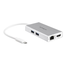 StarTech.com USB-C Multiport Adapter, USB-C Travel Docking Station with 4K HDMI, 60W Power Delivery Pass-Through, GbE, 2pt USB-A 3.0 Hub, Portable Mini USB Type-C Dock for Laptop, White - Portable USB-C Dock (DKT30CHPDW) - Dokovací stanice - USB-C Thunderbolt 3 - HDMI - 1GbE - kompatibilní s TAA
