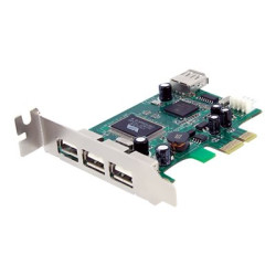 StarTech.com 4 Port PCI Express Low Profile High Speed USB Card - PCIe USB 2.0 Card - PCI-E USB 2.0 Card (PEXUSB4DP) - USB adaptér - PCIe nízký profil - USB, USB 2.0 - 4 porty - pro P N: ST4200MINI2