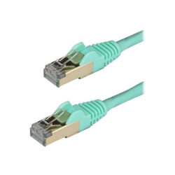 StarTech.com 2m CAT6A Ethernet Cable, 10 Gigabit Shielded Snagless RJ45 100W PoE Patch Cord, CAT 6A 10GbE STP Network Cable w Strain Relief, Aqua, Fluke Tested UL Certified Wiring TIA - Category 6A - 26AWG (6ASPAT2MAQ) - Patch kabel - RJ-45 (M) do RJ-45 (M) - 2 m - STP - CAT 6a - lisovaný, provedení bez hrbolku - vode - barva