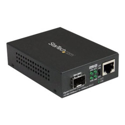 StarTech.com Multimode Single Mode Fiber Media Converter - Open SFP Slot - 10 100 1000Mbps RJ45 Port - LFP Supported - IEEE 802.1q Tag VLAN - (MCM1110SFP) - Konvertor médií s optickými vlákny - 1GbE - 10Base-T, 1000Base-LX, 1000Base-SX, 100Base-TX, 1000Base-T - RJ-45 SFP (mini-GBIC) - pro P N: GLCLHSMDSTTA, GLCSXMMDST, GLCSXMMDSTT, GLCTEST, MASFP1GBTXST, SFP1GELXST
