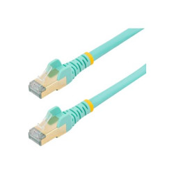 StarTech.com 7.5m CAT6A Ethernet Cable, 10 Gigabit Shielded Snagless RJ45 100W PoE Patch Cord, CAT 6A 10GbE STP Network Cable w Strain Relief, Aqua, Fluke Tested UL Certified Wiring TIA - Category 6A - 26AWG (6ASPAT750CMAQ) - Patch kabel - RJ-45 (M) do RJ-45 (M) - 7.5 m - STP - CAT 6a - provedení bez hrbolku, lisovaný - vode - barva