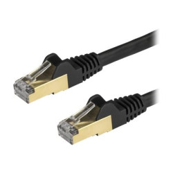 StarTech.com 7.5m CAT6A Ethernet Cable, 10 Gigabit Shielded Snagless RJ45 100W PoE Patch Cord, CAT 6A 10GbE STP Network Cable w Strain Relief, Black, Fluke Tested UL Certified Wiring TIA - Category 6A - 26AWG (6ASPAT750CMBK) - Patch kabel - RJ-45 (M) do RJ-45 (M) - 7.5 m - STP - CAT 6a - provedení bez hrbolku, lisovaný - cerná