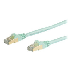 StarTech.com 3m CAT6A Ethernet Cable, 10 Gigabit Shielded Snagless RJ45 100W PoE Patch Cord, CAT 6A 10GbE STP Network Cable w Strain Relief, Aqua, Fluke Tested UL Certified Wiring TIA - Category 6A - 26AWG (6ASPAT3MAQ) - Patch kabel - RJ-45 (M) do RJ-45 (M) - 3 m - STP - CAT 6a - lisovaný, provedení bez hrbolku - vode - barva