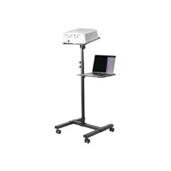 StarTech.com Mobile Projector and Laptop Stand Cart, Heavy Duty Portable Projector Stand (2 Vented Shelves, hold 22lb 10kg each), Height Adjustable Rolling AV Presentation Cart with Wheels - Lockable Casters - Vozík - pro projektor notebook - ocel - cerná