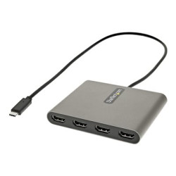 StarTech.com USB C to 4 HDMI Adapter, External Video & Graphics Card, USB Type-C to Quad HDMI Monitor Display Adapter Dongle, 1080p 60Hz, Video Converter, Supports Windows - USB-C Multi Monitor Adapter - Kabel adaptéru - 24 pin USB-C s piny (male) do HDMI se zdírkami (female) - 50 cm - šedá space gray - 1080p podpora 60 Hz