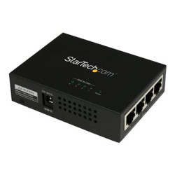 StarTech.com 4 Port Gigabit Midspan - PoE+ Injector - 802.3at and 802.3af - Wall-mountable Power over Ethernet Midspan (POEINJ4G) - Dávkovac energie - AC 100-240 V - 120 Watt - výstupní konektory: 4 - cerná - pro P N: POEEXT1GAT, POEEXT2GAT, ST12MHDLANU