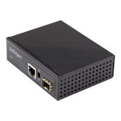 StarTech.com PoE+ Industrial Fiber to Ethernet Media Converter 60W, SFP to RJ45, Singlemode Multimode Fiber to Copper Gigabit Ethernet, Compact, IP-30 -40 to +75C, PoE+ Media Converter - Fiber Media Converter (IMC1GSFP60W) - Konvertor médií s optickými vlákny - 1GbE - 1000Base-SX, 1000Base-T - RJ-45 SFP (mini-GBIC) - až 10 km