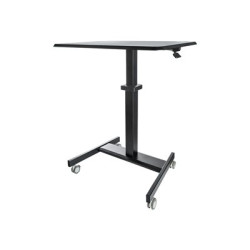 StarTech.com Mobile Standing Desk, Portable Sit Stand Ergonomic Height Adjustable Cart on Wheels, Rolling Computer Laptop Workstation Table with Locking One-Touch Lift for Teacher Student - Mobile Sit Stand Desk (STSCART2) - Stul k sezení stání - mobilní - elektrické nastavení výšky - cerná - cerná základna