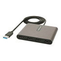 StarTech.com USB 3.0 to 4 HDMI Adapter, External Video & Graphics Card, USB Type-A to Quad HDMI Monitor Display Adapter Dongle, 1080p 60Hz, USB 3.0 to HDMI Adapter Video Converter, Windows - Multi Monitor Adapter - Kabel adaptéru - USB typ A s piny (male) do HDMI se zdírkami (female) - 1 m - šedá space gray - 1080p podpora 60 Hz